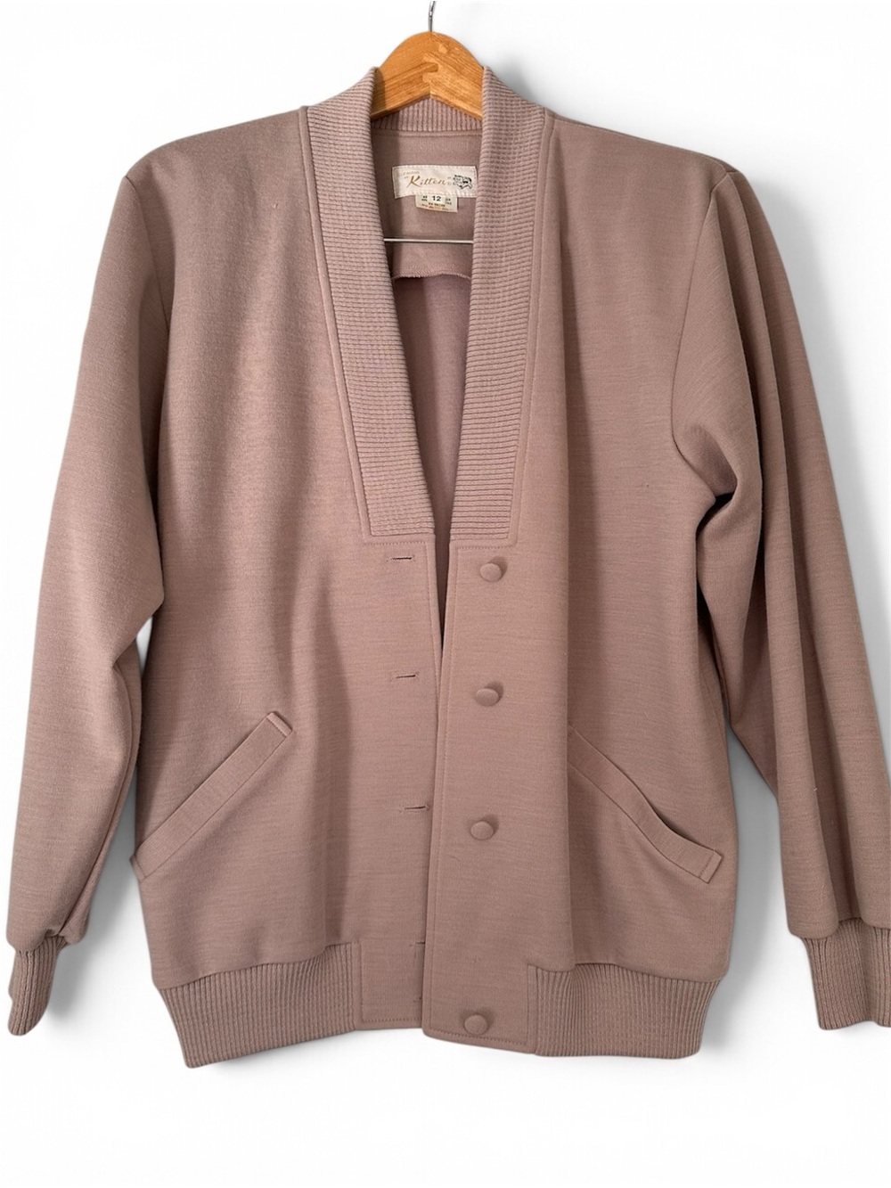 Glenayr Kitten Vintage Women's Mauve Taupe Button-Front Cardigan Jacket